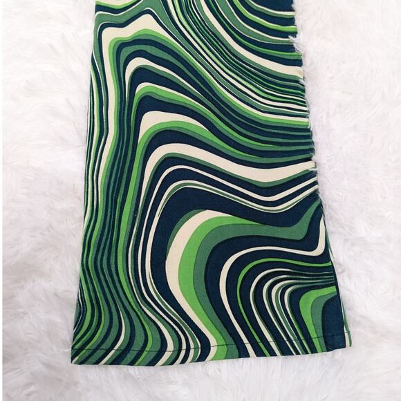 Motel Rocks Coban Trouser Ripple Retro Bootcut Low Rise Low Waist Pants Green XS - Picture 8 of 12